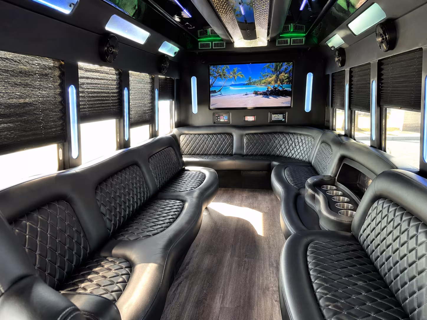 Interior of a party bus rental serving Salem