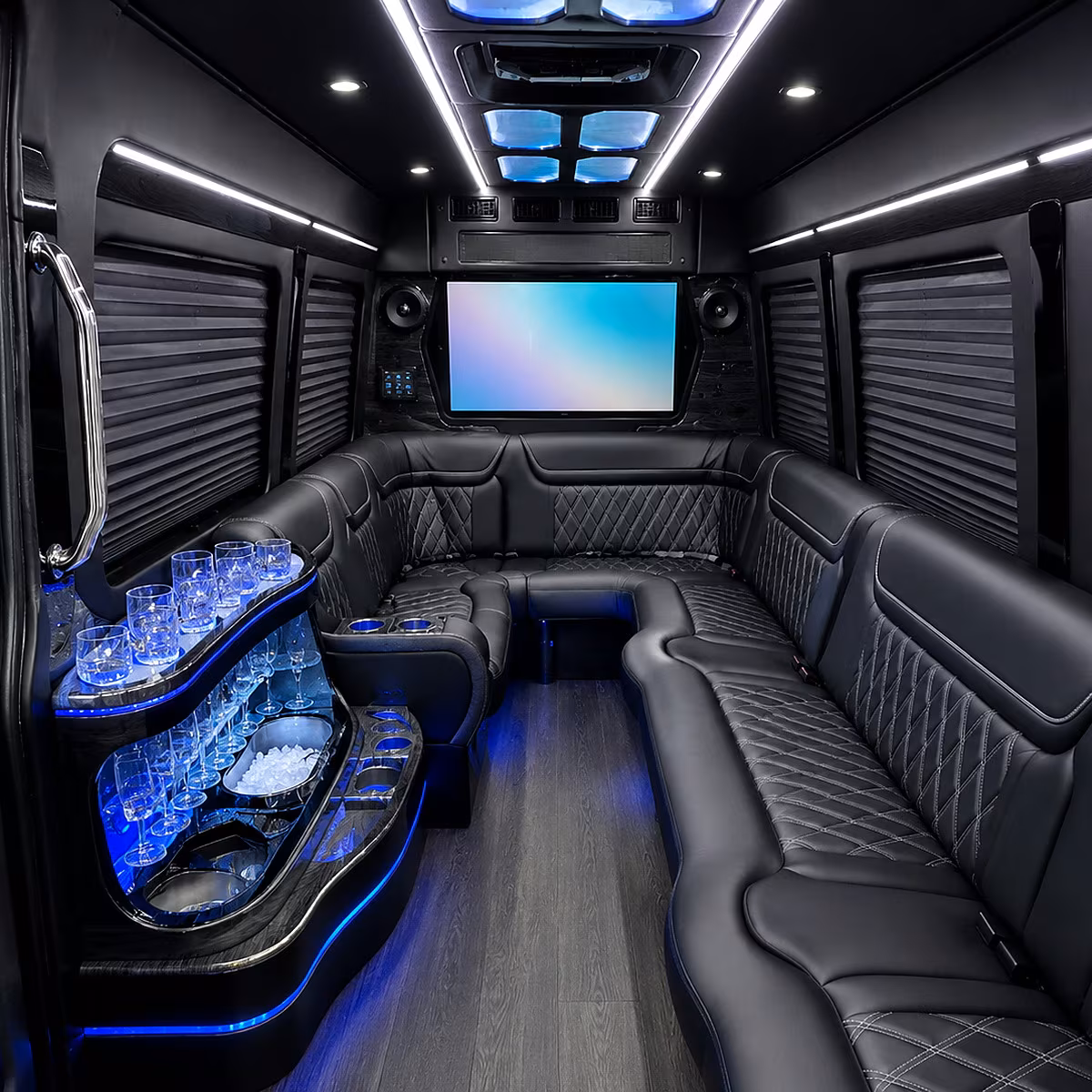 Salem Birthday, Sweet 16, & Quinceañera Transportation party bus interior