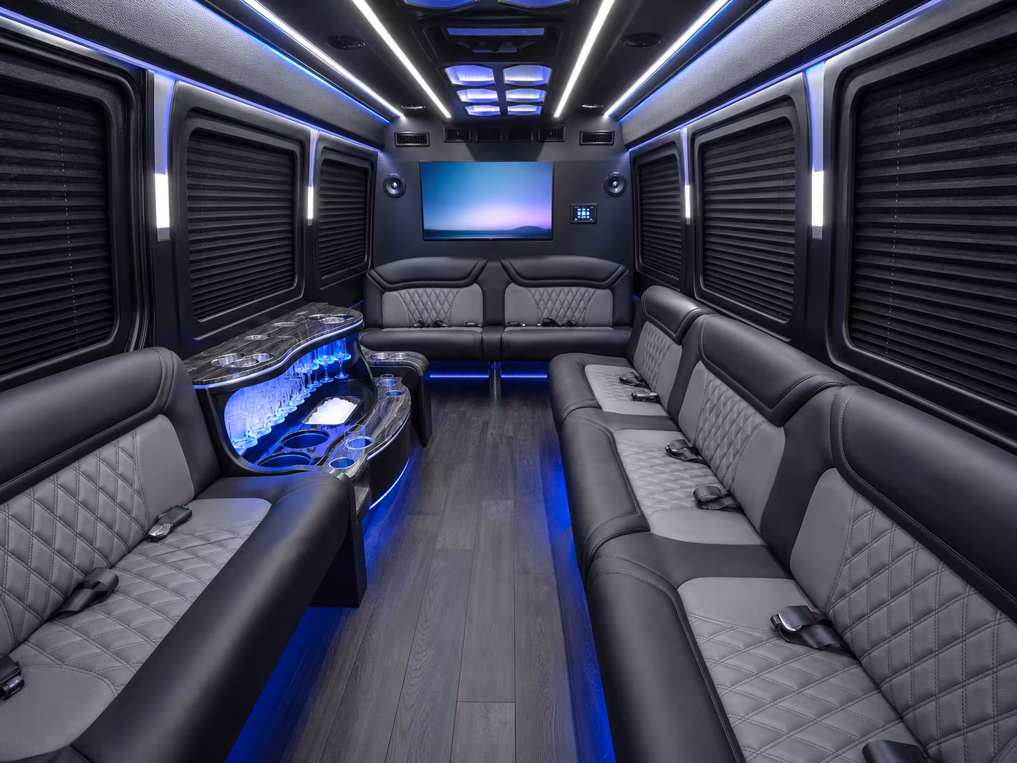 Salem School Event Transportation party bus interior