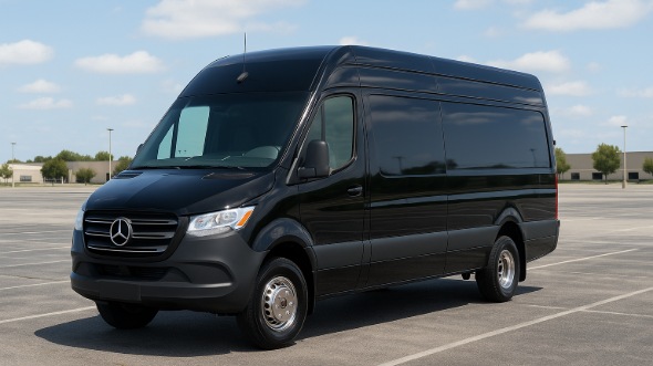 Exterior of Charter Bus Company Beaverton's 14 Passenger Sprinter Limousine in Beaverton
