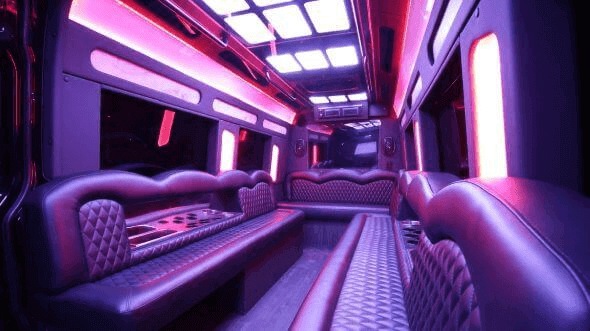 Interior of Charter Bus Company Gresham's 14 Passenger Sprinter Limousine in Gresham