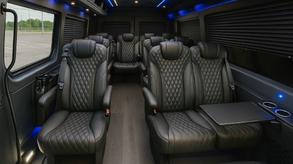 Interior of Charter Bus Company Salem's 18 Passenger Minibus in Salem