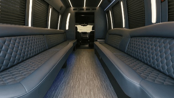 Interior of Charter Bus Company Tigard's 20 Passenger Party Bus in Tigard