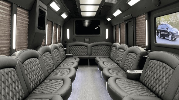 Interior of Charter Bus Company Albany's 25 Passenger Party Bus in Albany
