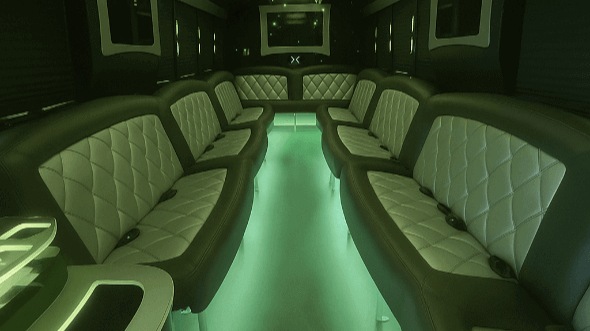 Interior of Charter Bus Company Gresham's 25 Passenger Party Bus in Gresham