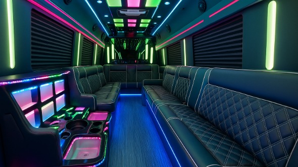 Interior of Salem Party Bus Company's 25 Passenger Party Bus in Salem
