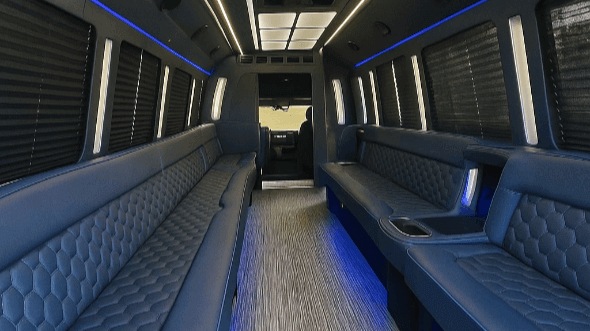 Interior of Charter Bus Company Tigard's 25 Passenger Party Bus in Tigard