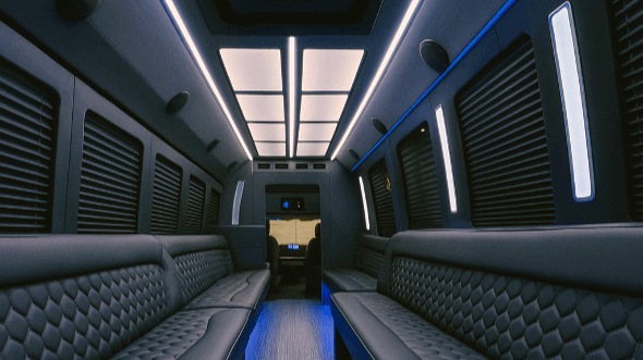Interior of Charter Bus Company Tigard's 28 Passenger Party Bus in Tigard