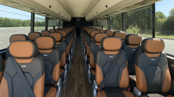 Interior of Charter Bus Company Salem's 45 Passenger Charter Bus in Salem